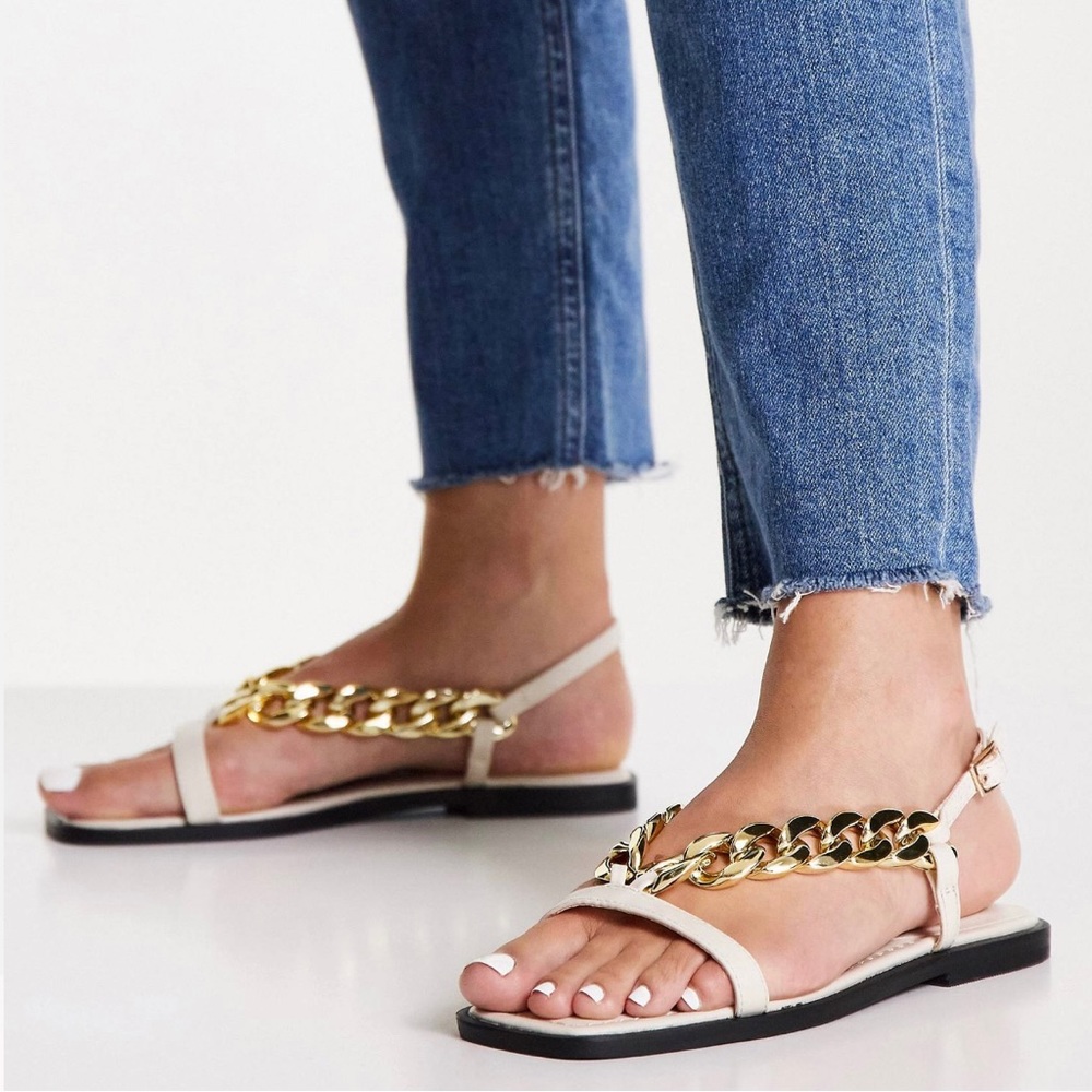 TopShop Penny Chain sandal in off white